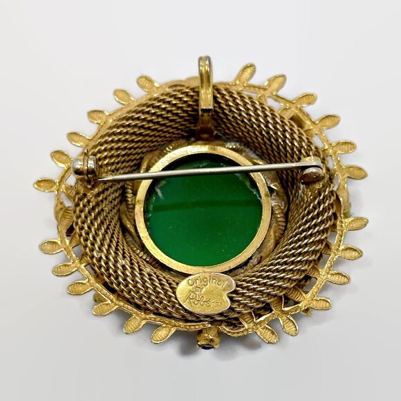 Vintage Brooch, Original by Robert, 50s, Gold Tone, MCM, Pendant, Woven Mesh - Picture 4 of 4